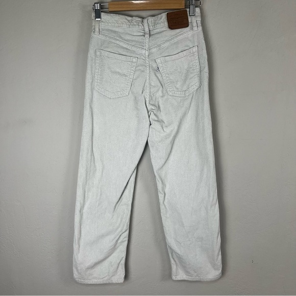 Levi's Premium Ribcage Straight Leg Ankle Corduroy Pants Ecru Wale Cream Size 26 - Picture 4 of 11